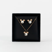 Juego Collar Arete Mickey